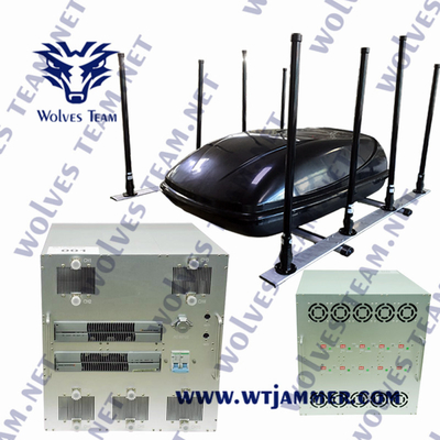 Emittente di disturbo mobile del segnale di frequenza ultraelevata 300/400MHz di VHF 135MHz dello stampo dell'emittente di disturbo del segnale del telefono cellulare del veicolo militare all'aperto di protezione di VIP