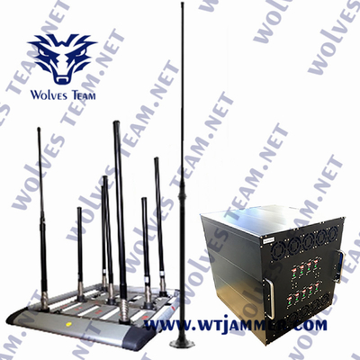 Emittente di disturbo mobile del segnale di frequenza ultraelevata 300/400MHz di VHF 135MHz dello stampo dell'emittente di disturbo del segnale del telefono cellulare del veicolo militare all'aperto di protezione di VIP