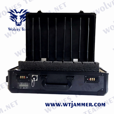Difesa portatile rf GPS WiFi5.8g di protezione dell'emittente di disturbo VIP del segnale del fuco del UAV della valigia