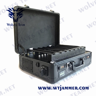 Difesa portatile rf GPS WiFi5.8g di protezione dell'emittente di disturbo VIP del segnale del fuco del UAV della valigia