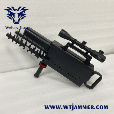 80W Handheld UAV Frequency Jammer 1500m-2000 metri costruito in antenna