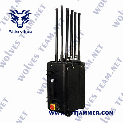 comprare 100 Watt Portatile 4 bande Drone Signal Jammer IP65 impermeabile GPSL1 WIFI2.4G WIFI5.8G Signal Jammer online manufacture