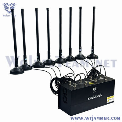 comprare 20W 8-Channel Desktop Cell Phone Jammer Alta potenza 8-Antenna Full-Band Signal Blocker fabbricazione online