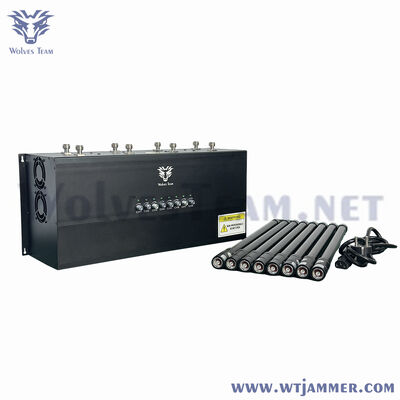 comprare 20W Alta Potenza 8-Antenna Jammer da Scrivania 2G/3G/4G/5G/WiFi Blocca Segnale per Sala Conferenze fabbricazione online