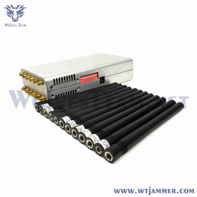 comprare 12 antenne Silver Style Portable Signal Jammer Handheld Full-Band 2G/3G/4G/5G WiFi GPS Blocker con batteria integrata fabbricazione online