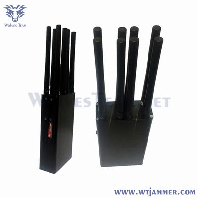 comprare 8 antenne interferitore di segnale portatile con blocco GPS WiFi a banda completa 2G / 3G / 4G / 5G e batteria integrata fabbricazione online