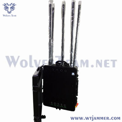 comprare Jammer anti-drone a 5 canali a distribuzione rapida, blocco RF omnidirezionale su ruote per la sicurezza dei convogli e gli eventi temporanei fabbricazione online