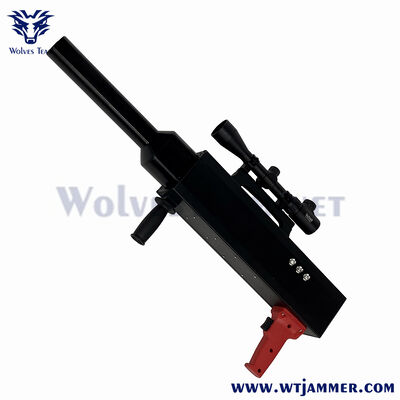 comprare Pistola di interferenza anti-drone portatile ad alta potenza a 3 bande - Bloccatore di segnali UAV portatile con presa e scopo rosso fabbricazione online