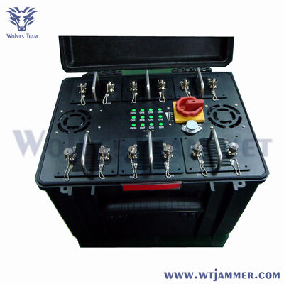 comprare 6 bande 300W portatile VHF UHF Multi Band Signal Jammer per la protezione VIP del convoglio del veicolo fabbricazione online
