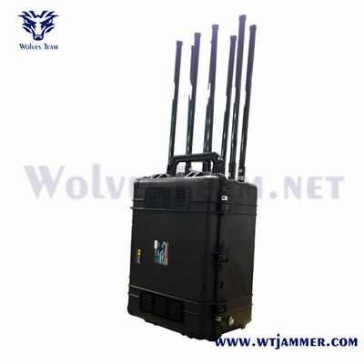 comprare 8 canali Sistema di interferenza portatile per valigie ad alta potenza Bloccante RF a piena frequenza per una copertura di grandi aree fabbricazione online