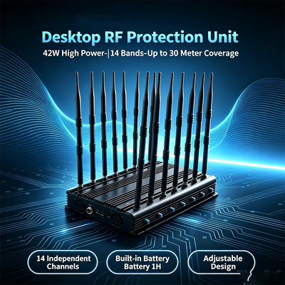 Acquistare Disturbatore del segnale da desktop da 14 canali da 42 W con antenna omnidirezionale per il blocco del segnale cellulare fabbricazione online