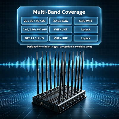 Acquistare Disturbatore di segnale da desktop da 14 canali da 42 W con antenna omnidirezionale per la sicurezza delle sale conferenze fabbricazione online