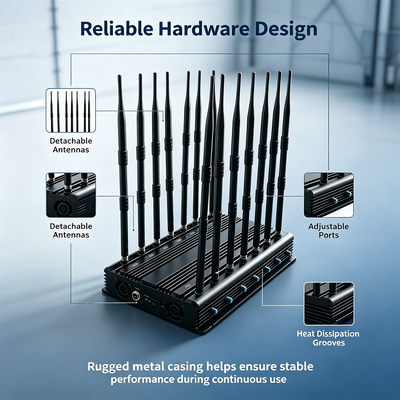Acquistare 42W Jammer di Segnale Desktop con 14 Bande e Antenna Omnidirezionale per Blocco Segnale a Banda Intera fabbricazione online