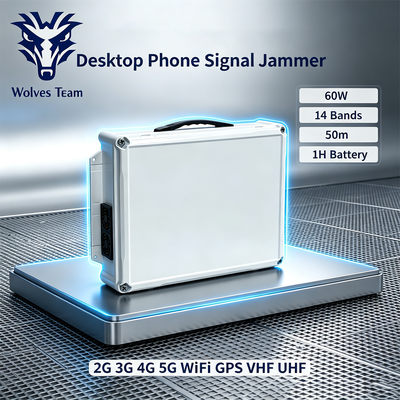 Acquistare 60W 14 Bands Desktop Signal Jammer con batteria integrata per il blocco RF a banda completa fabbricazione online