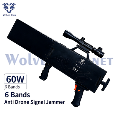 Acquistare 60W 6 bande portabile interferente di segnale anti-drone per l'interruzione della comunicazione UAV fabbricazione online