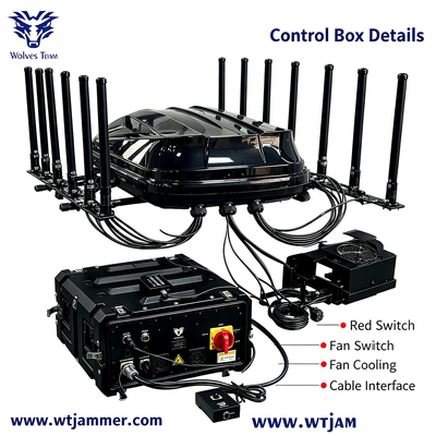 Acquistare 1400W 14-Canale IP65 Impermeabile Jammer di Segnale Bloccante di Frequenza RF per 5G GPS WiFi UHF VHF fabbricazione online