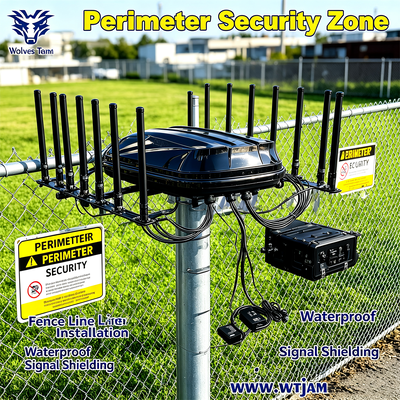 Acquistare 1400W 14-Bande Jammer di Segnale Fisso Full-Spectrum con Custodia Impermeabile e Antipolvere IP65 per la Sicurezza del Veicolo fabbricazione online