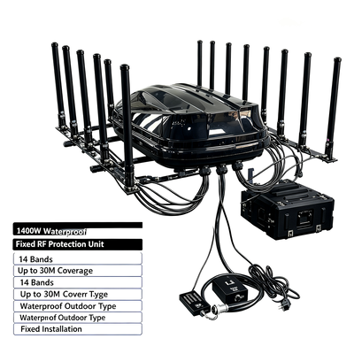 Acquistare 1400W 14-Canali IP65 Impermeabile Jammer di Segnale Fisso per Sicurezza Esterna fabbricazione online