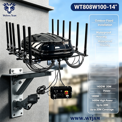 Acquistare 1400W 14-Bande IP65 Impermeabile Jammer di Segnale Esterno RF Jammer per la Sicurezza del Perimetro Carcerario fabbricazione online