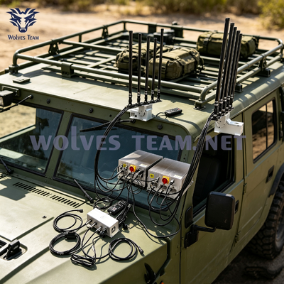 Acquistare Dispositivo di protezione contro gli UAV installato sul tetto dei veicoli Suppressione multi-banda per i droni WiFi 2.4G/5.8G E GPS, robusto funzionamento stabile a prova di deserto per la sicurezza del convoglio VIP fabbricazione online