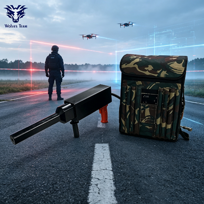 Acquistare Soppressore portatile anti-drone tipo fucile da zaino, con grado di protezione IP55 per esterni, lunga distanza di copertura, disturbatore di segnale UAV per operazioni anti-drone di emergenza sul perimetro del campo fabbricazione online