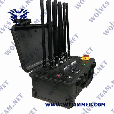 Corredo dell'emittente di disturbo del fuco 600W del segnale 2500m di alto potere rf