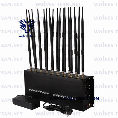 comprare 48W GSM CDMA VHF UHF Signal Jammer Desktop 18 Antenne GPS Locker online manufacture