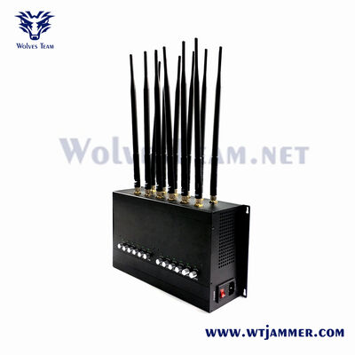 12 Antennas Adjustable WiFi Jammer  Blocks 2.4G 5.8G WiFi 2G 3G 4G GPS & RF Signals