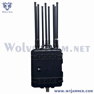 10 bande 1000W High Power Trolley Valigia segnale jammer blocco 2G / 3G / 4G / 5G / WiFi / GPS / UHF / VHF tutte le frequenze