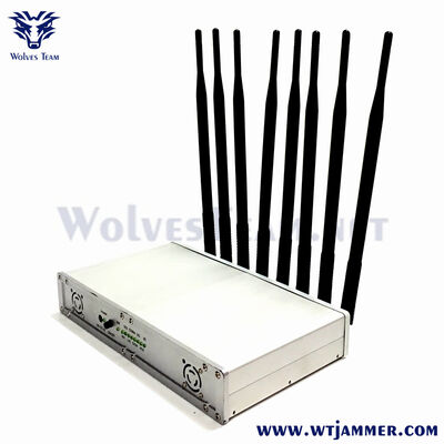 8 canali 20W Desktop Signal Jammer, Block Range fino a 20m per 2G/3G/4G/WiFi