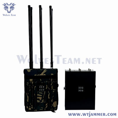 Jammer da zaino con 6 antenne, design mimetico Stealth, Jammer di pattuglia fisso ed esterno a doppio uso per interni