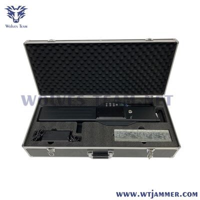 Kit completo anti-drone Jammer portatile lungo Custodia da trasporto in alluminio rivestita in schiuma antiurto Blocco segnale UAV multibanda con caricabatterie