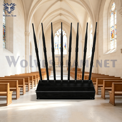 40W 8 bande regolabili Desktop Signal Jammer Wireless Cell Phone Signal Blocker per culto in chiesa e luoghi religiosi tranquilli