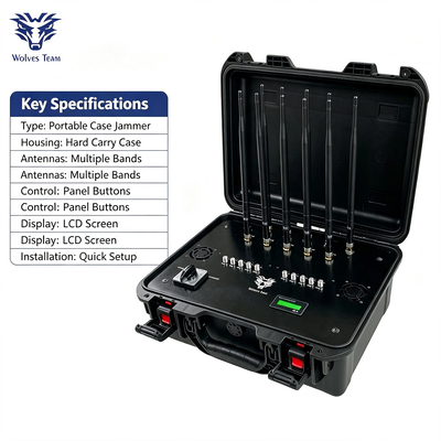 50W 10-Channel portatile RF Jammer con antenna omnidirezionale per CDMA GSM DCS 3G 4G LTE 5G NR WiFi