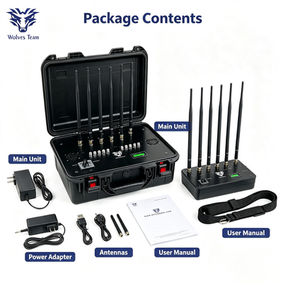 50W Jammer di Segnale Portatile con 10 Bande e Batteria Integrata per Blocco 2G 3G 4G 5G WiFi