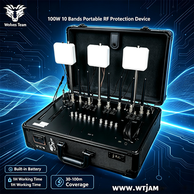 Disturbatore di segnale desktop professionale da 100W con 10 bande di frequenza e raggio di copertura da 30-100 metri