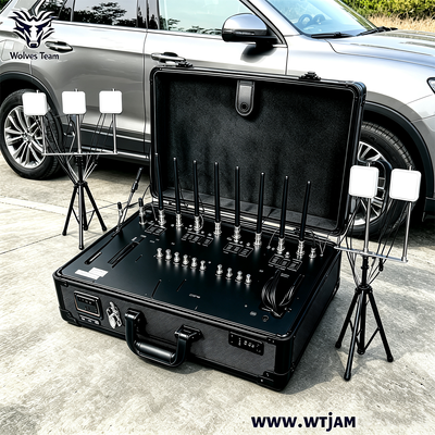 100W Jammer di Segnale Telefonico Portatile con 10 Bande e Batteria Integrata per Blocco 2G 3G 4G 5G WiFi
